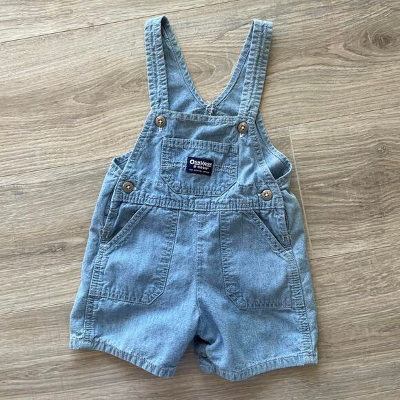 Oshkosh B G'osh 12 Month Denim Shortall Overalls Kidcore Classic Heritage Cotton - Picture 1 of 6